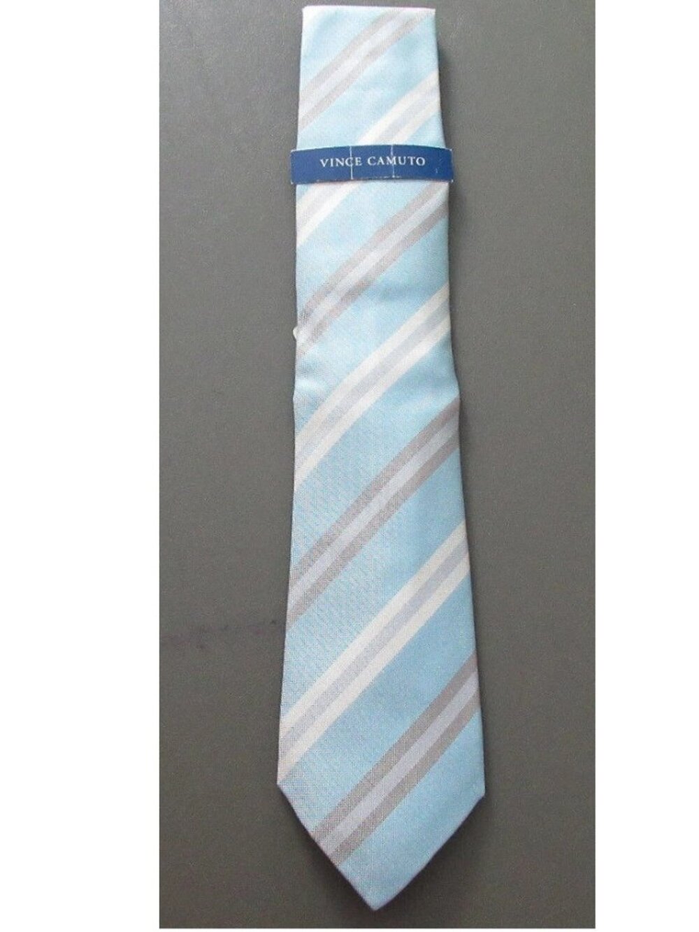 Vince Camuto Men's 100% Silk Palermo Striped Neck Tie, Light Blue, One Size, NWT